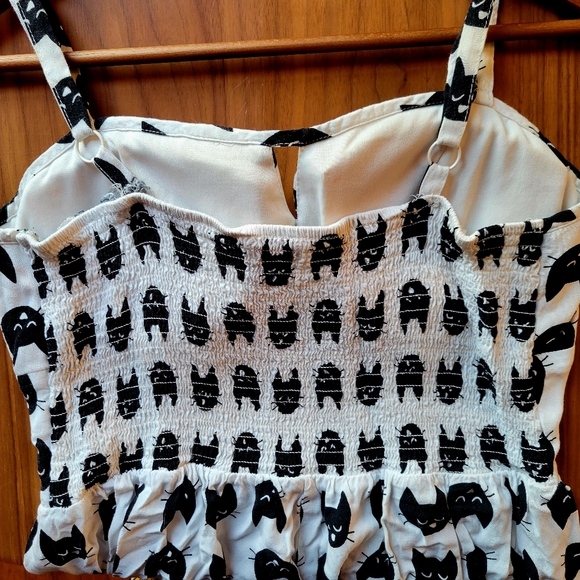 Black & White Cat Print Spaghetti Strap Mini Dress Juniors Size Large - Picture 4 of 7
